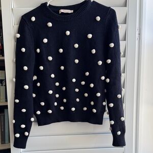 Tory Burch Black Sweater with Cream Accents